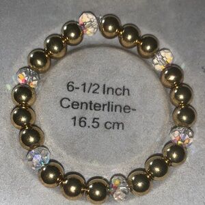 Gold and Crystal Beaded stretch Bracelet